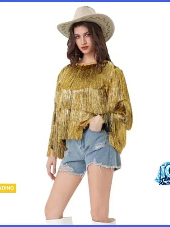 Sparkly Tinsel Fringe Jacket with Loose Fit for Festival Wear - Picture 5 of 6